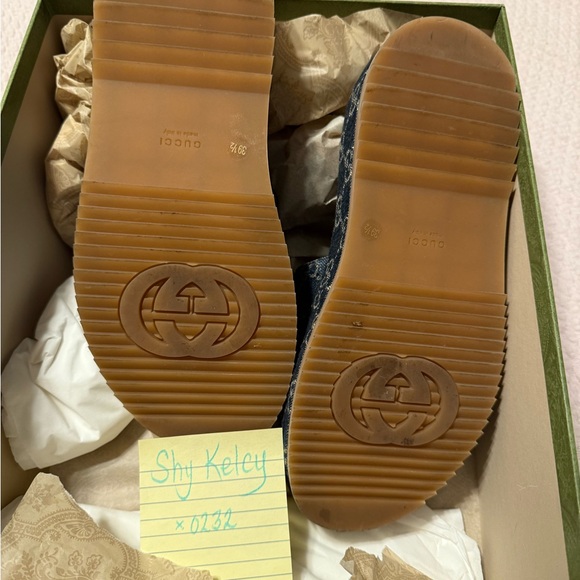 GUARANTEED AUTHENTIC GUCCI Denim GG Monogram Angelina Platform 55mm Blue Size 39 - Picture 8 of 9